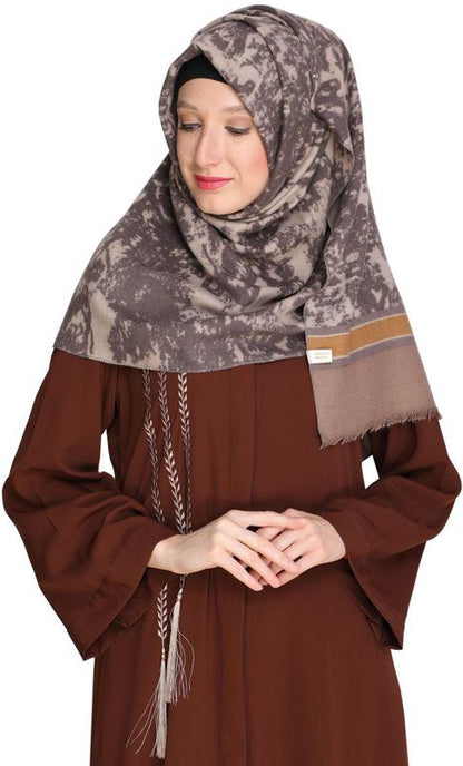 Elegant Brown Embroidered Abaya (Made-To-Order)