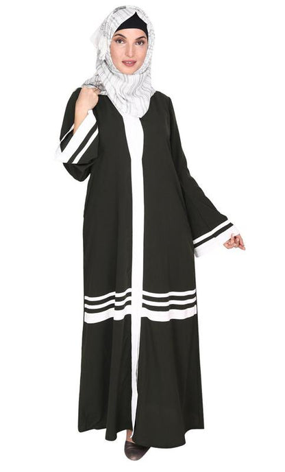 Elementary Olive and White Abaya (Made-To-Order)