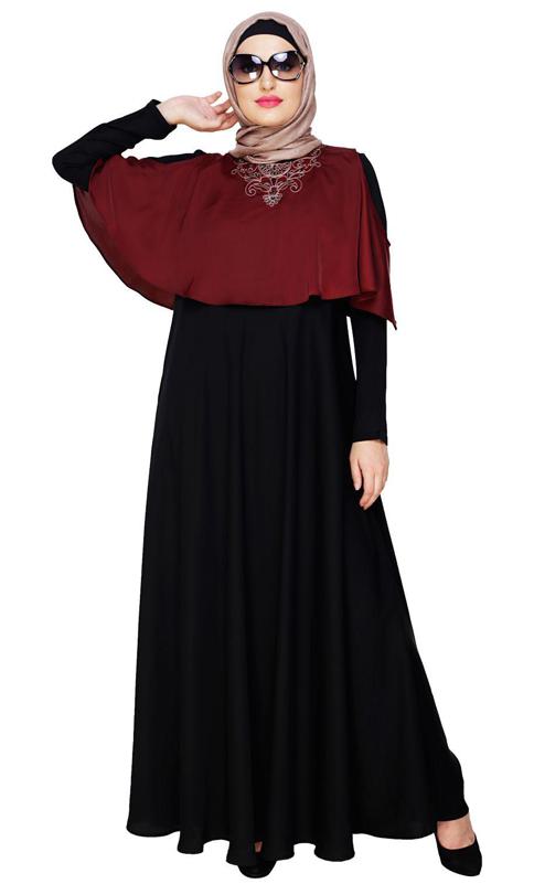 Elite Wine Cape Abaya (Made-To-Order)