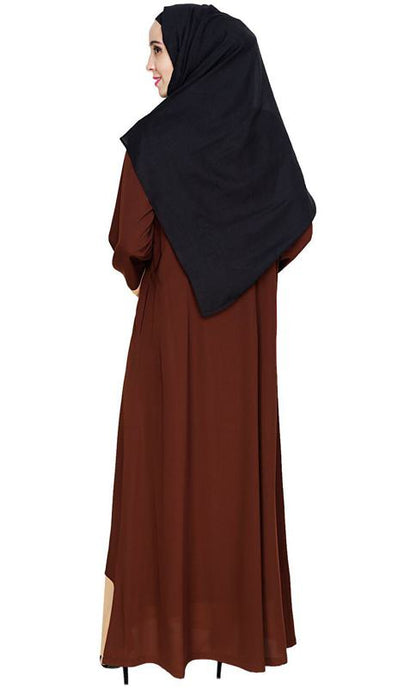 Embroidered Yoke Brown Dubai Style Abaya