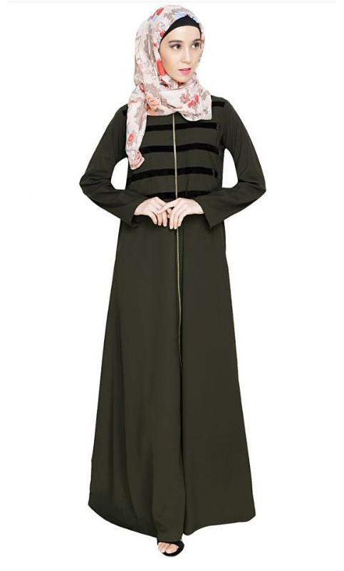 Enticing Stripes Olive Abaya