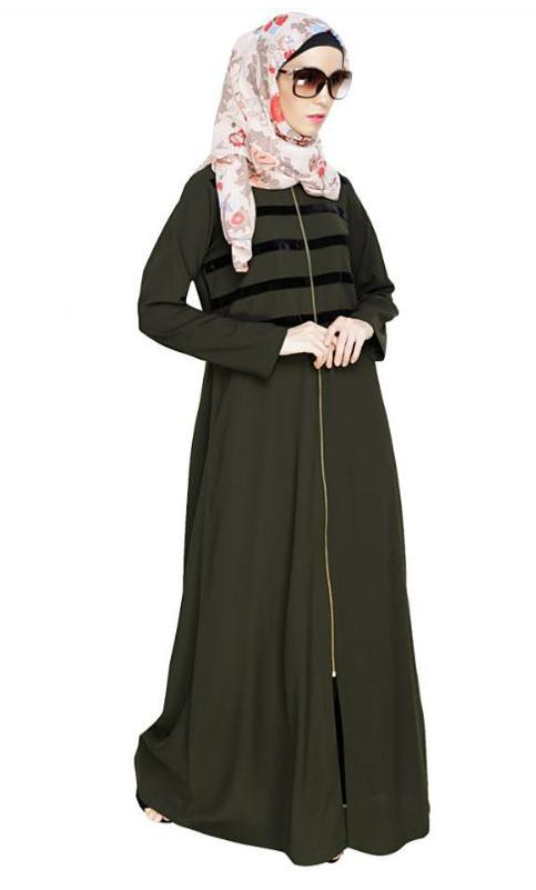 Enticing Stripes Olive Abaya