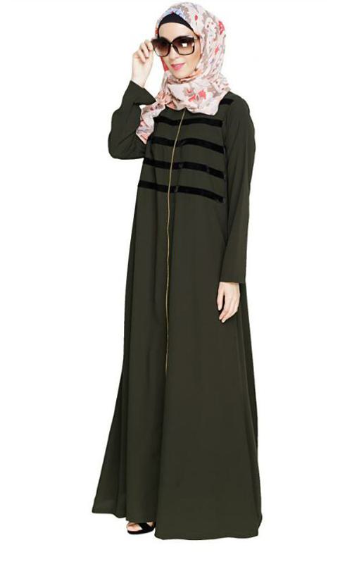 Enticing Stripes Olive Abaya