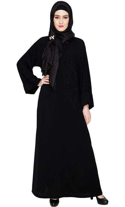 Exclusive Black Applique Dubai Style Abaya (Made-To-Order)