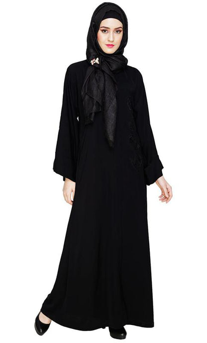 Exclusive Black Applique Dubai Style Abaya (Made-To-Order)