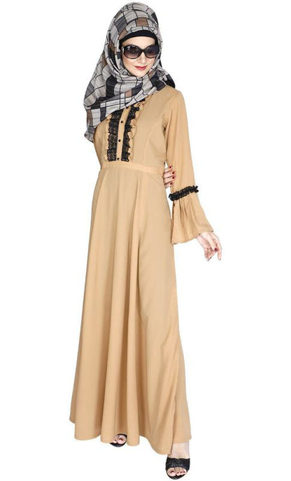 Fairy Frill Caramel Brown Abaya