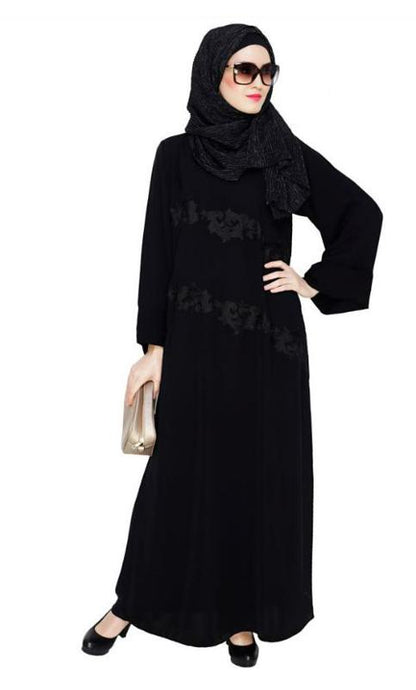Fancy Black Embroidered Dubai Style Abaya
