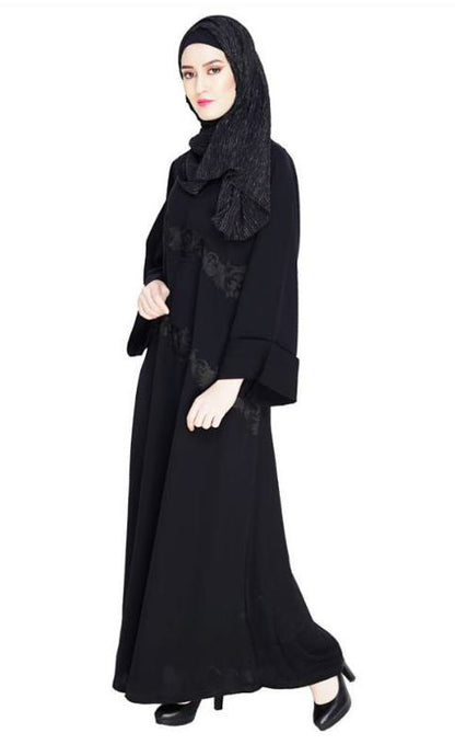 Fancy Black Embroidered Dubai Style Abaya