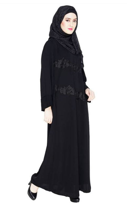 Fancy Black Embroidered Dubai Style Abaya