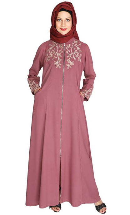 Feather Shot Onion Pink Abaya (Made-To-Order)