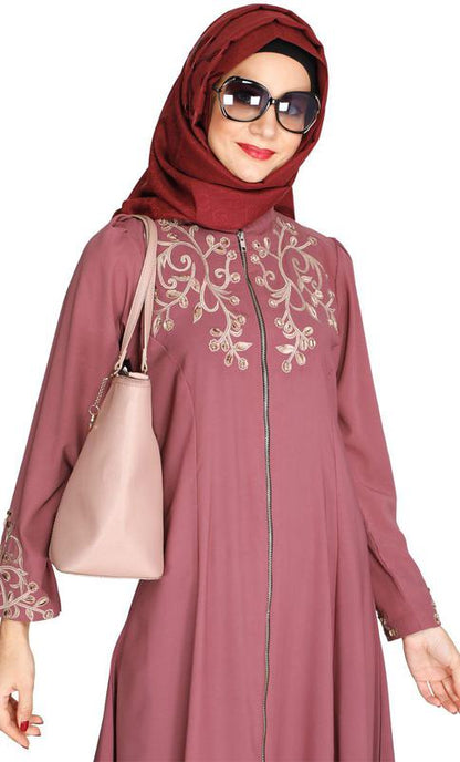 Feather Shot Onion Pink Abaya (Made-To-Order)