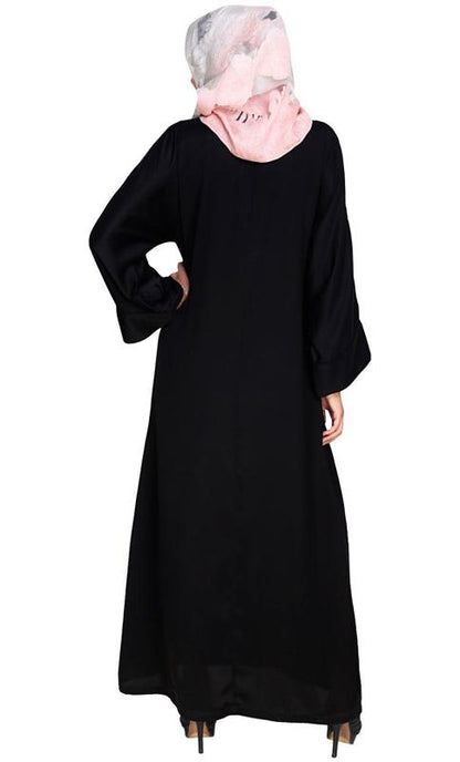 Gorgeous Feather Embroidered Dubai Style Black Abaya