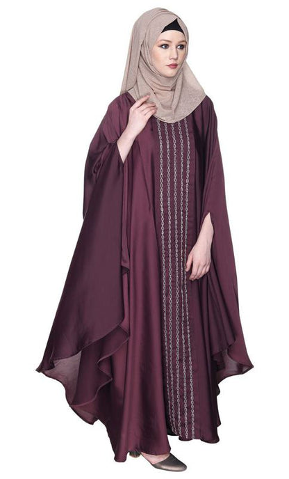 Festive Glittering Embroidered Kaftan In Imperial Purple (Made-To-Order)