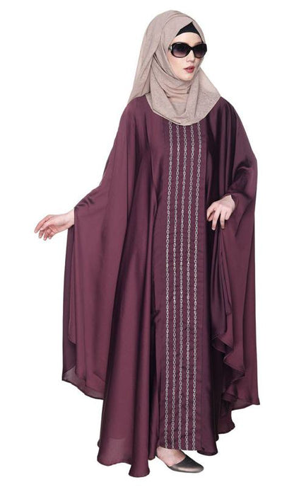 Festive Glittering Embroidered Kaftan In Imperial Purple (Made-To-Order)