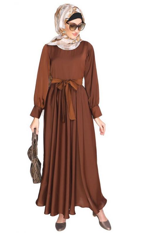 Flared Caremel Brown Maxi Dress