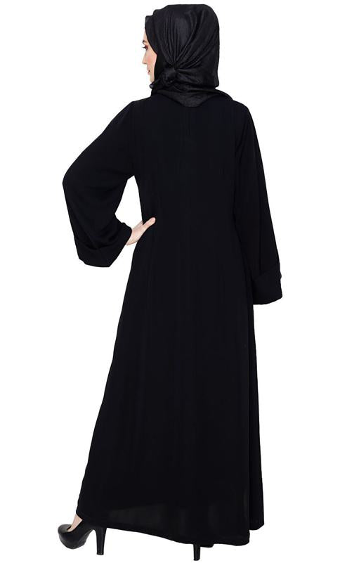 Floral Embellished Black Dubai Style Abaya (Made-To-Order)