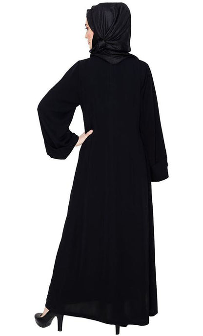 Floral Embellished Black Dubai Style Abaya