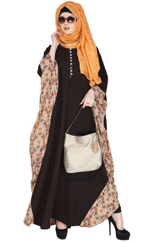 Floret Printed Dark Brown Kaftan