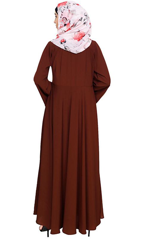 Flouncy Laced Brown Abaya