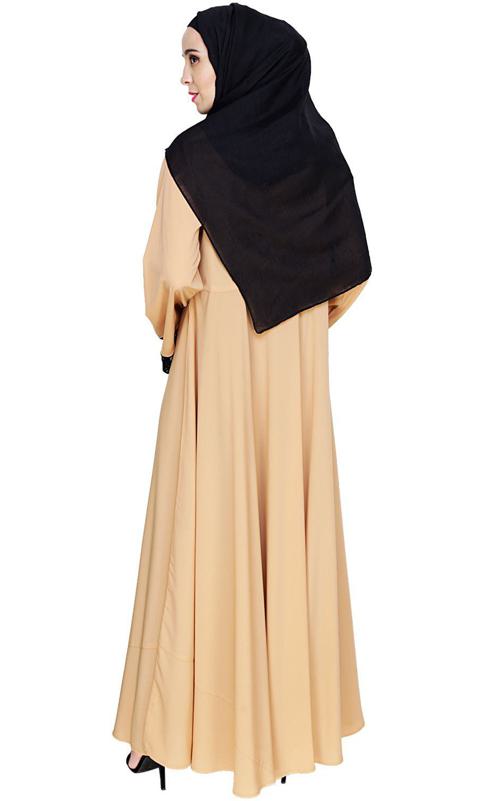 Flouncy Laced Dark Beige Abaya