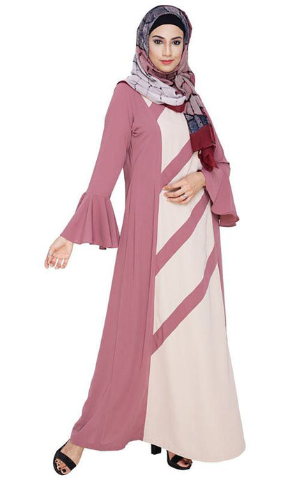 Flouncy Sleeve Onion Pink Dubai Style Abaya