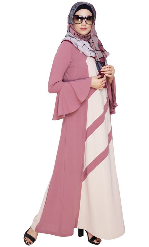 Flouncy Sleeve Onion Pink Dubai Style Abaya