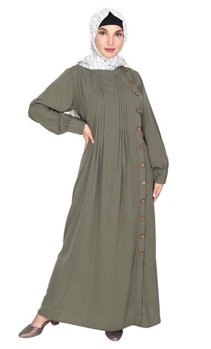 Flowy and Elegant Dead Mint Pintuck Abaya (Made-To-Order)