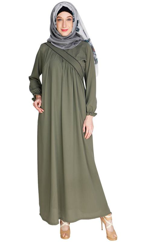 Gathered Dead Mint Abaya (Made-To-Order)