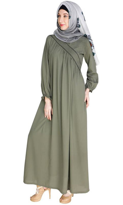 Gathered Dead Mint Abaya (Made-To-Order)