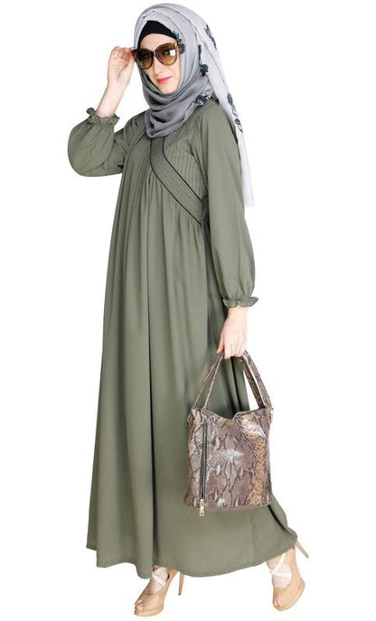 Gathered Dead Mint Abaya (Made-To-Order)