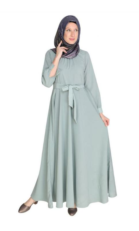 Gathered Neck Green Maxi Dress