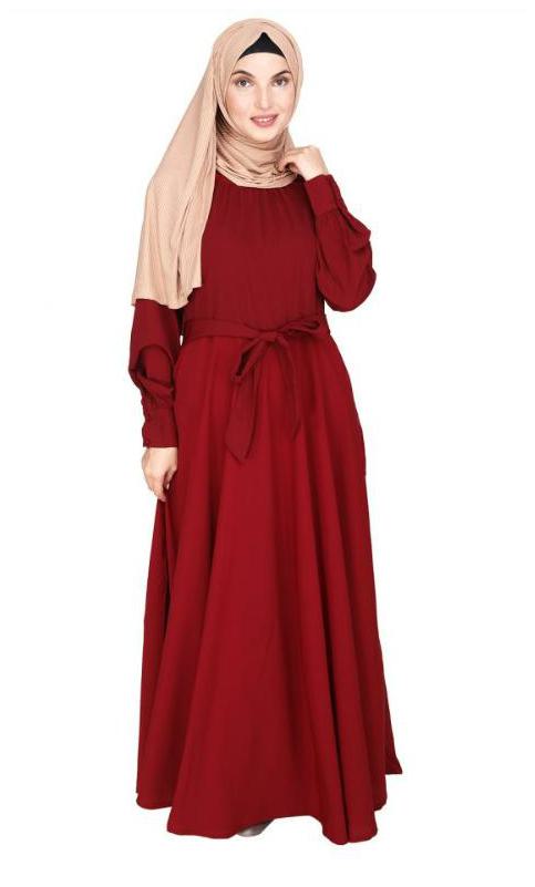 Gathered Neck Maroon Maxi Dress