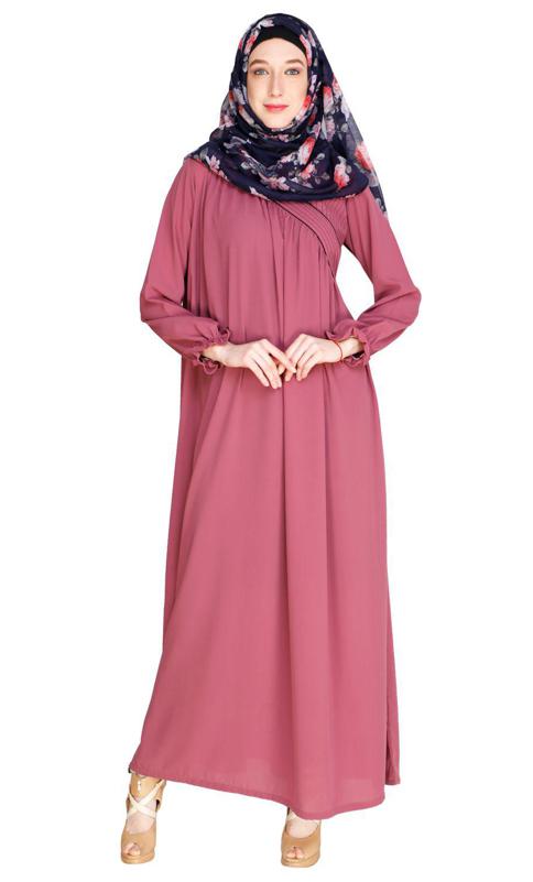 Gathered Onion Pink Abaya
