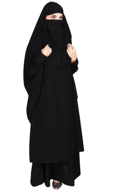 Gleaming Black Khimar and Skirt Jilbab Set (Made-To-Order)