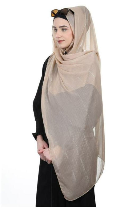 Gleaming Lines Chiffon Golden Hijabs