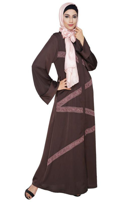 Glinty Dark Brown Dubai Style Abaya (Made-To-Order)