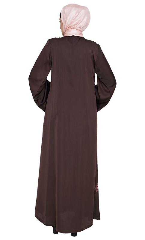 Glinty Dark Brown Dubai Style Abaya (Made-To-Order)