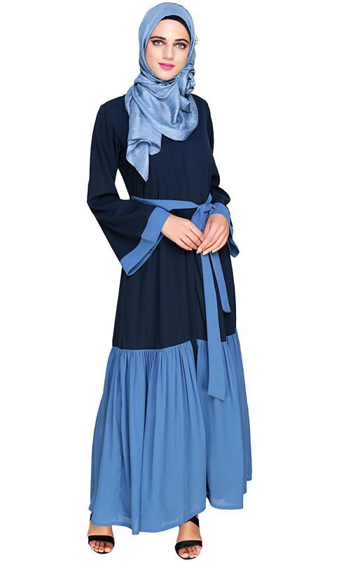 Glory Muster Dark Blue And Light Blue Abaya