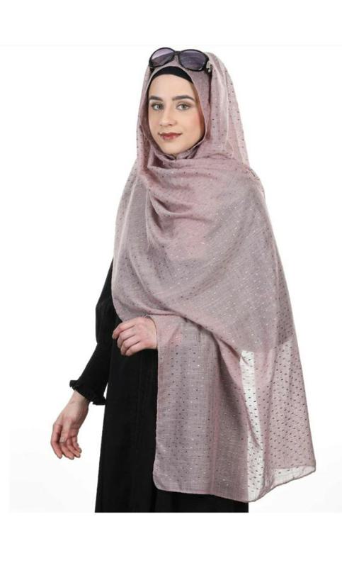 Golden Embellished Party Wear Onion Pink High Fashion Hijabs