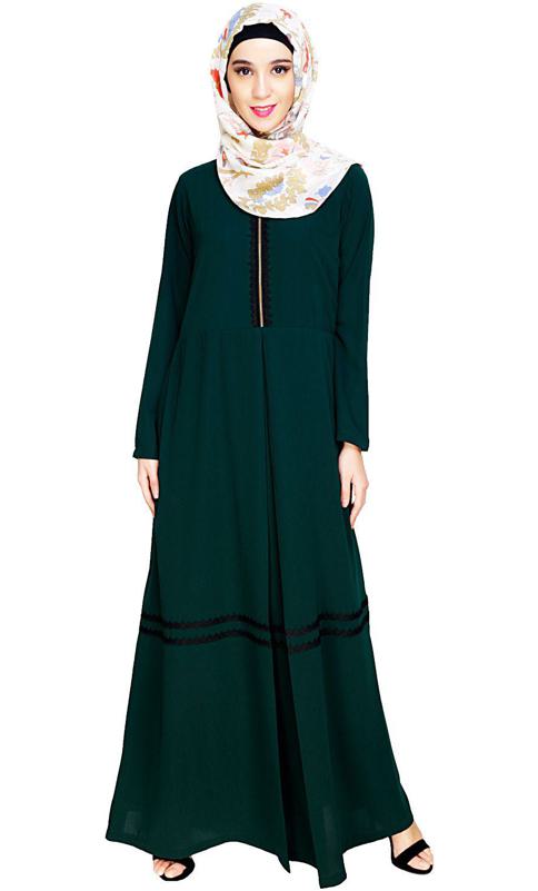 Graceful Lacy Green Abaya (Made-To-Order)