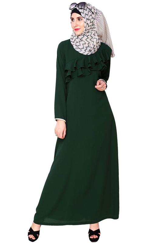 Green Frilled Abaya