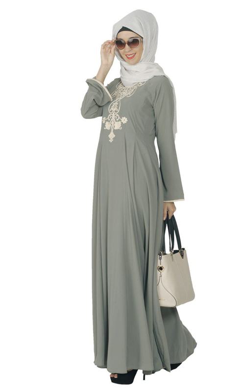 Grey Flared Abaya (Made-To-Order)
