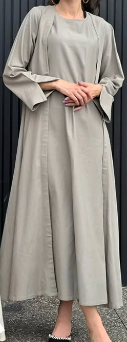 Grey Two-Piece Linen Abaya