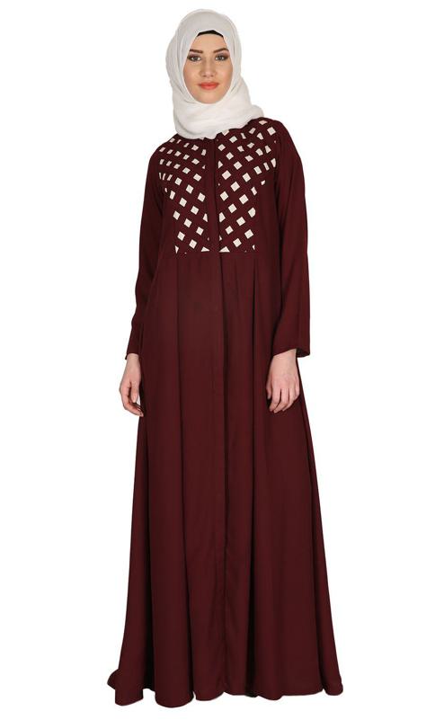 Hand Crafted Checkered Yoke Abaya (Made-To-Order)