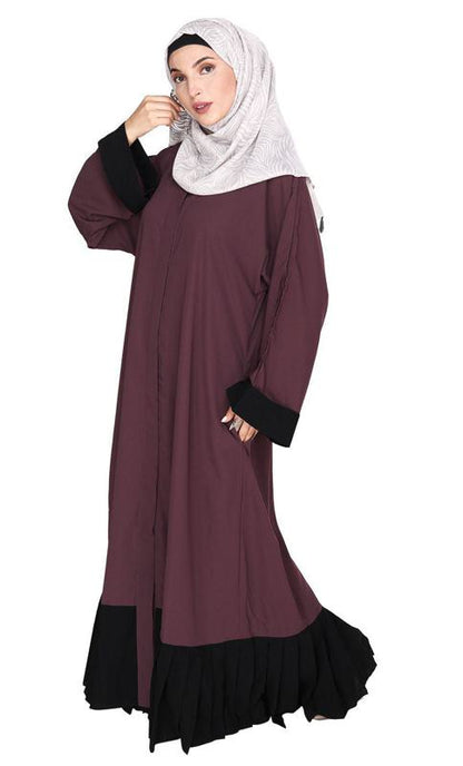 Imperial Purple and Black Pleated Bliss Dubai Style Abaya