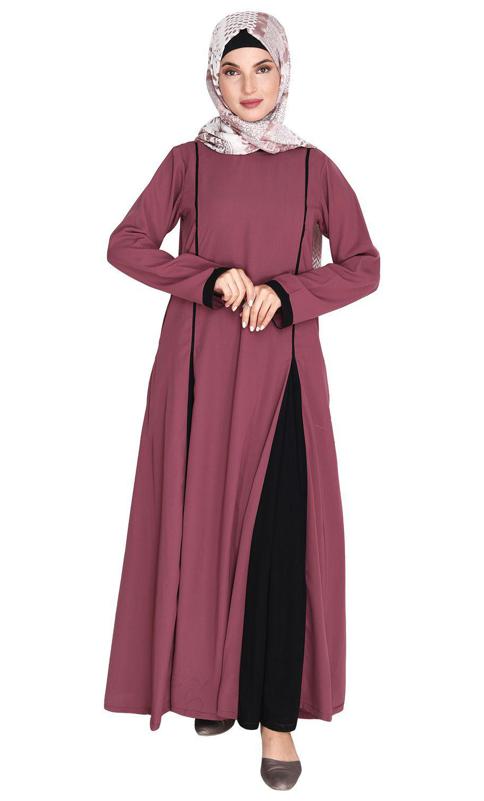 Inverted Pleat Onion Pink Frock Abaya (Made-To-Order)