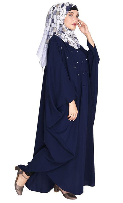 Jazzy Blue Kaftan with beaded Embroidery (Made-To-Order)