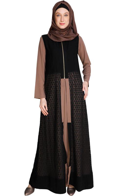 Lace Jacket Onion Pink Abaya