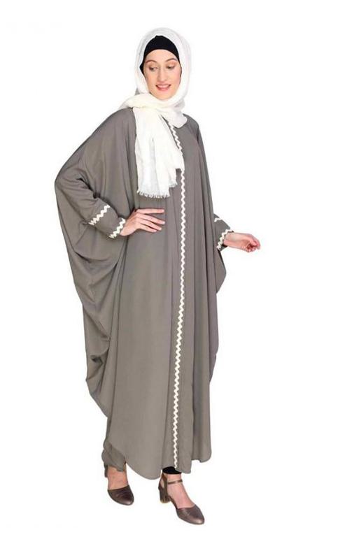 Lace Trim Grey Kaftan
