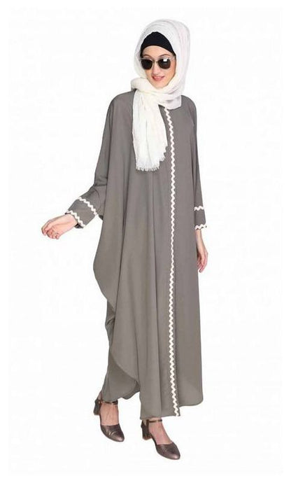 Lace Trim Grey Kaftan (Made-To-Order)